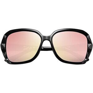 Women's Pink Crystal Square Sunglasses Sparkling Composite Shiny Frame Design
